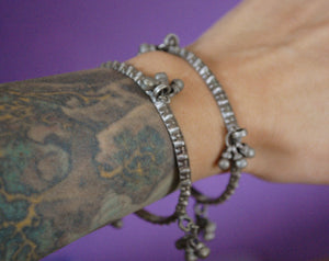Rajasthani Silver Bracelet with Bells - SMALL