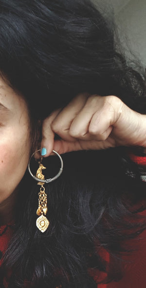 Large Ethnic Bali Hoop Earrings with Wire Work