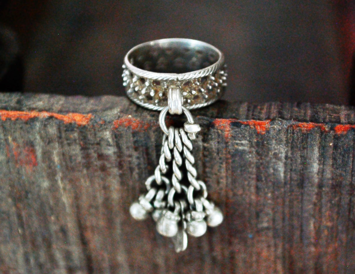 Old Rajasthani Silver Ring with Tassels - Size 6.5 β Cosmic Norbu