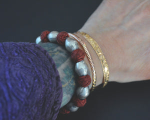 Rajasthani Silver Cotton Dusty Rose Bracelet