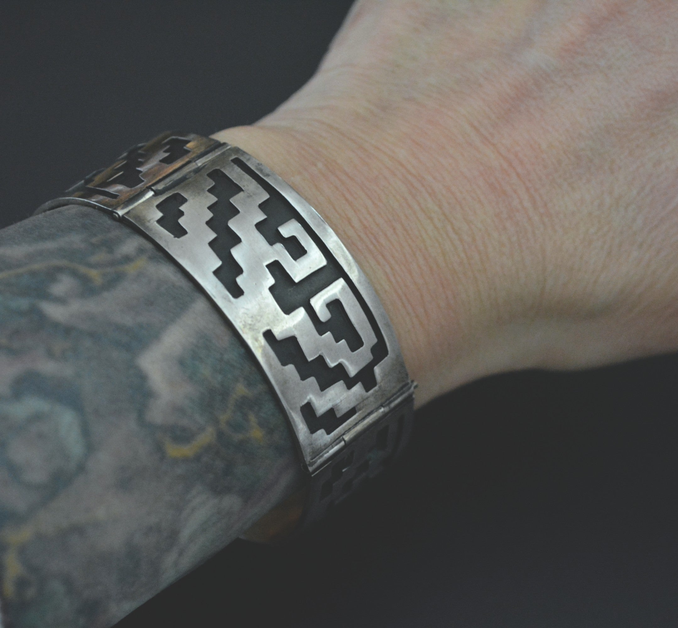 Mexican Taxco Link  Cuff Bracelet