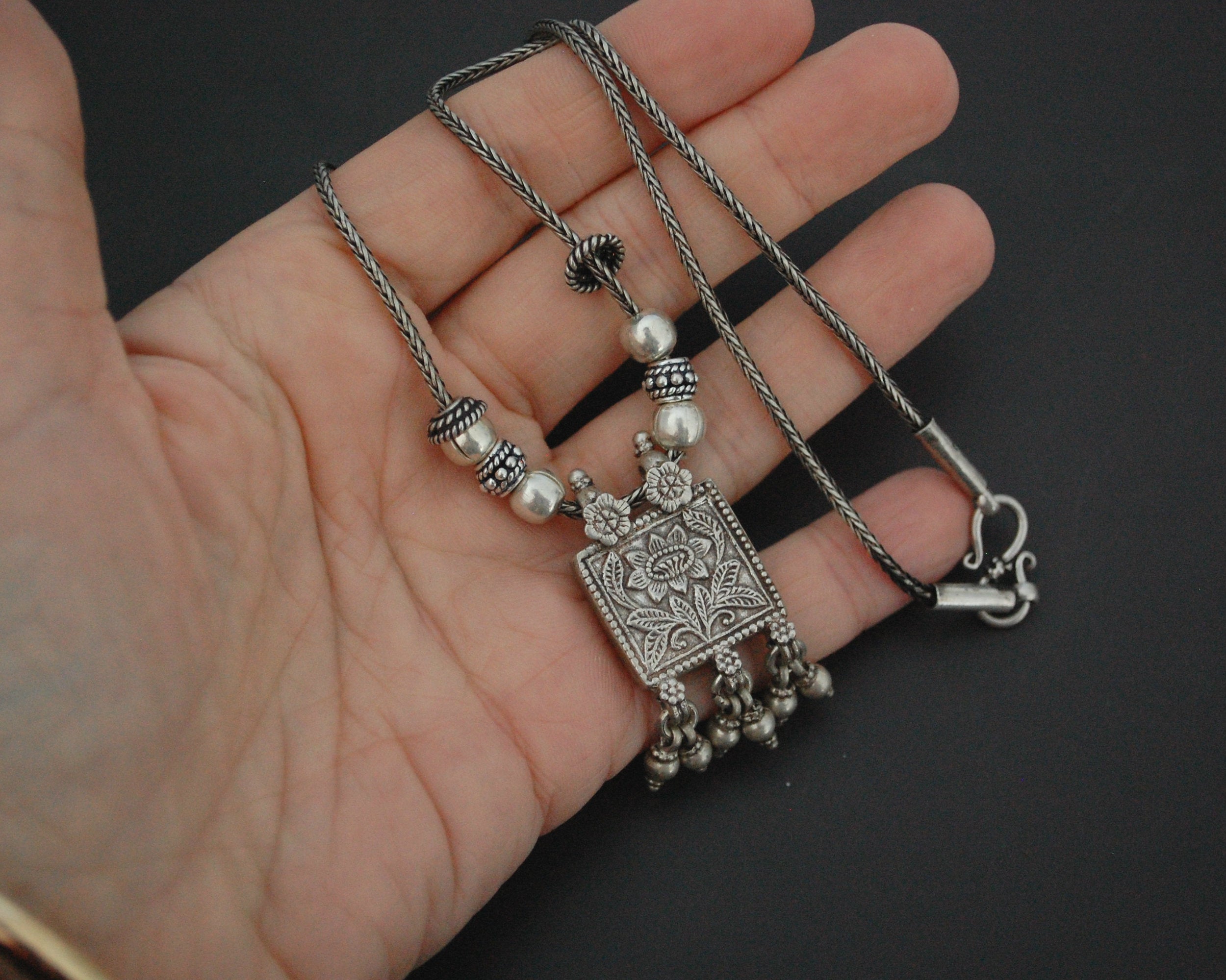Rajasthani Silver Lotus Necklace