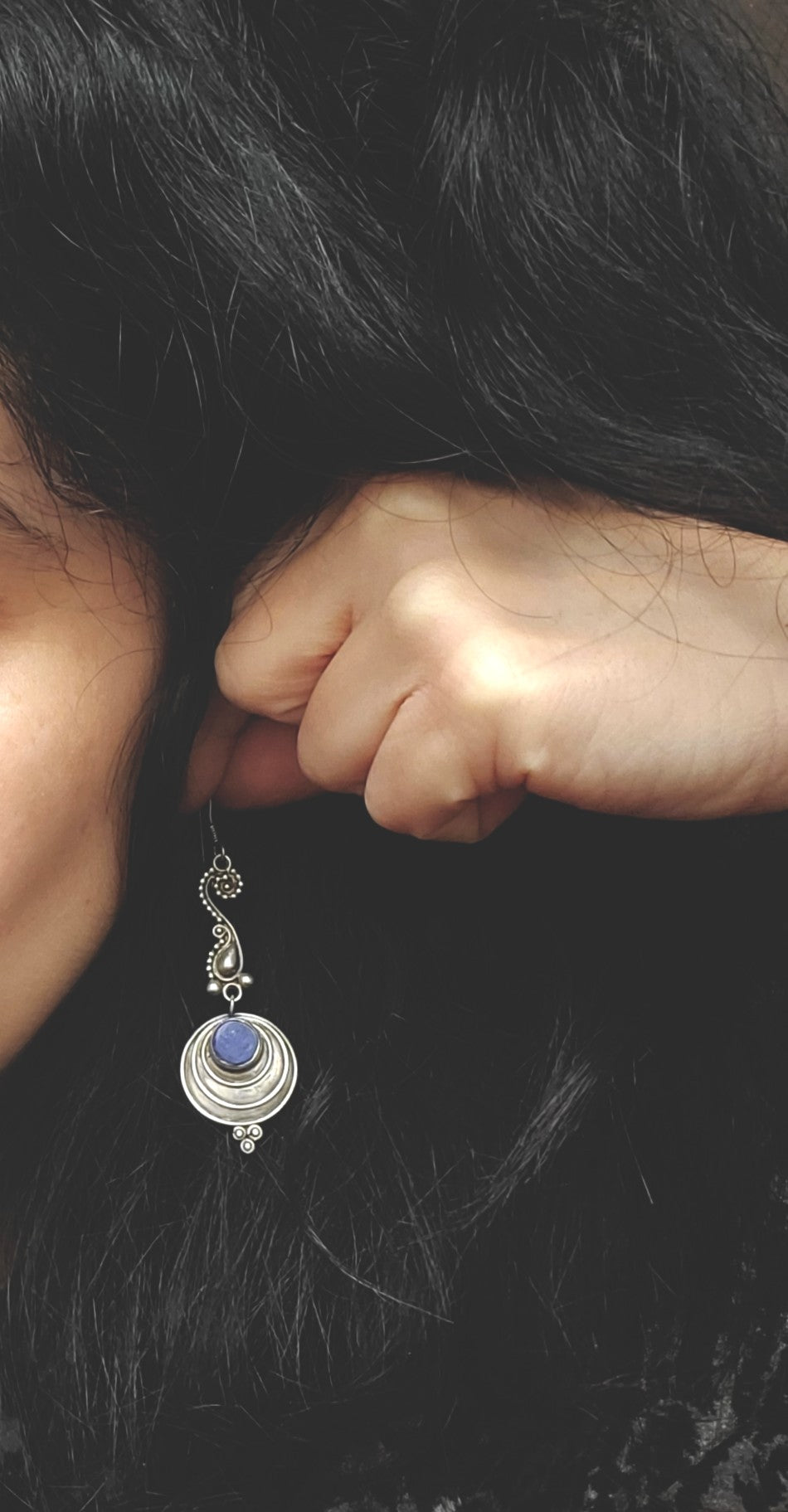 Lapis Lazuli Dangle Earrings from India