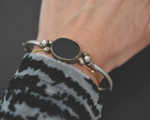 Vintage Onyx Bracelet from India - Hinged