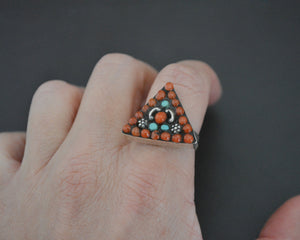 Nepali Turquoise Coral Ring - Size 9