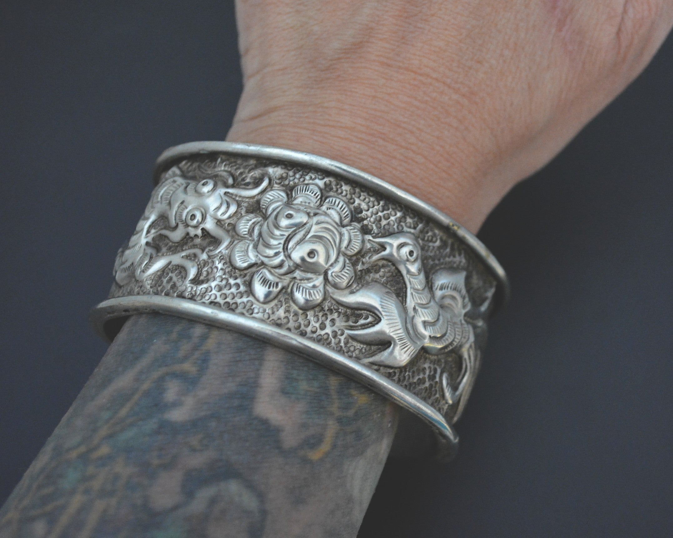 Fabulous Nepali Dragon Phoenix Repoussee Bracelet