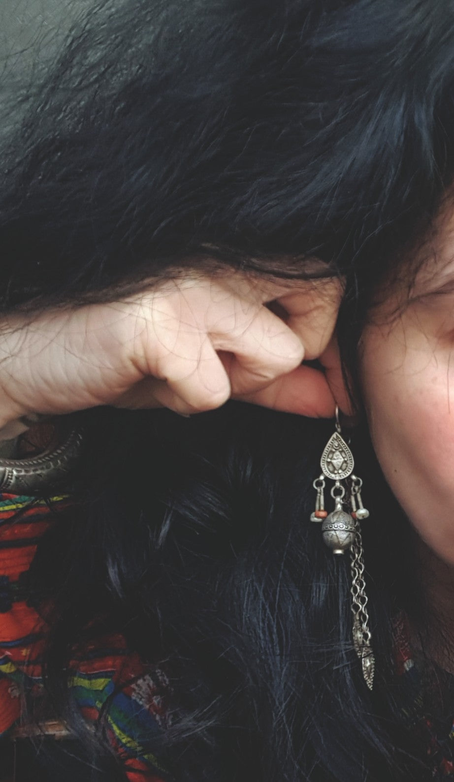 Vintage Kazakh Earrings with Coral and Pearls