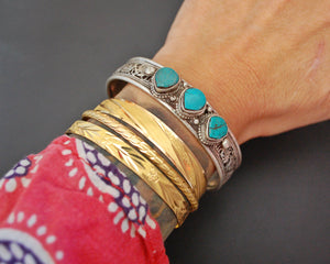 Nepali Turquoise Cuff Bracelet with Filigree