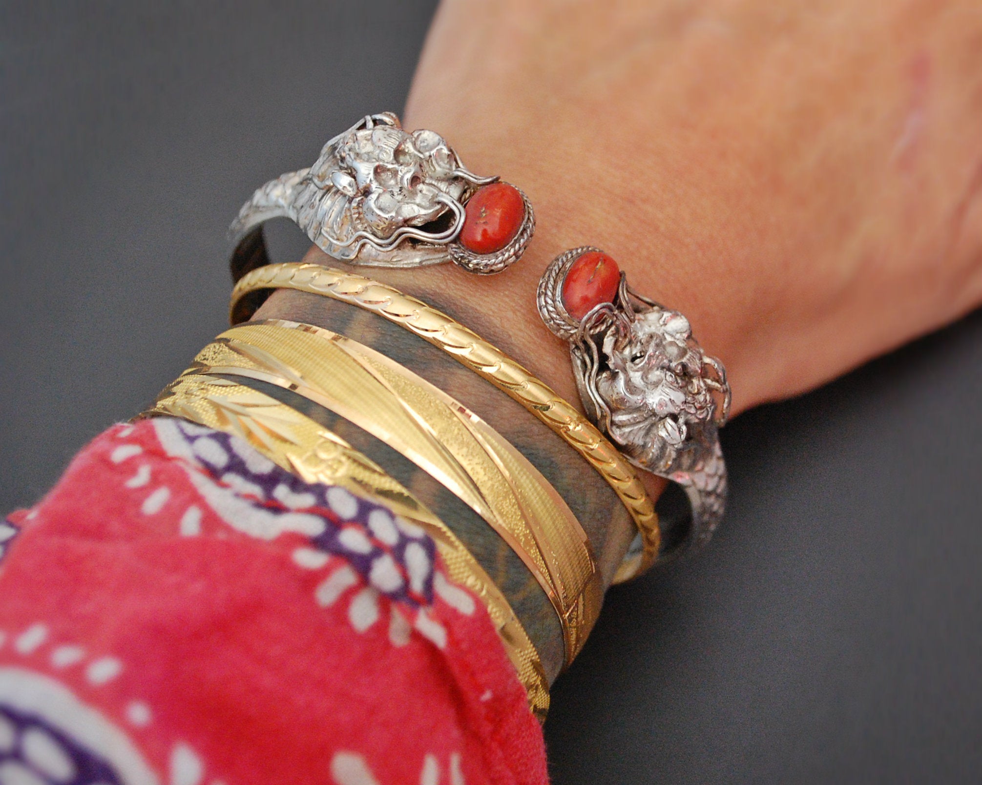 Nepali Dragon Coral Bracelet