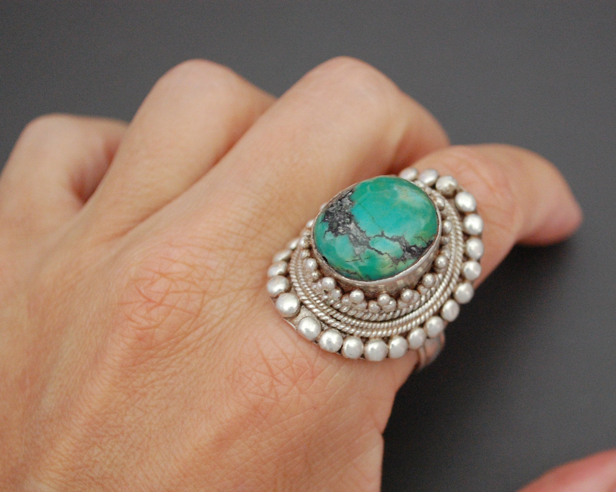 Large Nepali Turquoise Ring - Size 11
