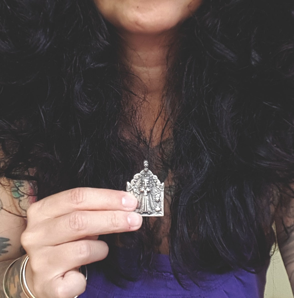 Indian Silver Hindu Diety Amulet Pendant