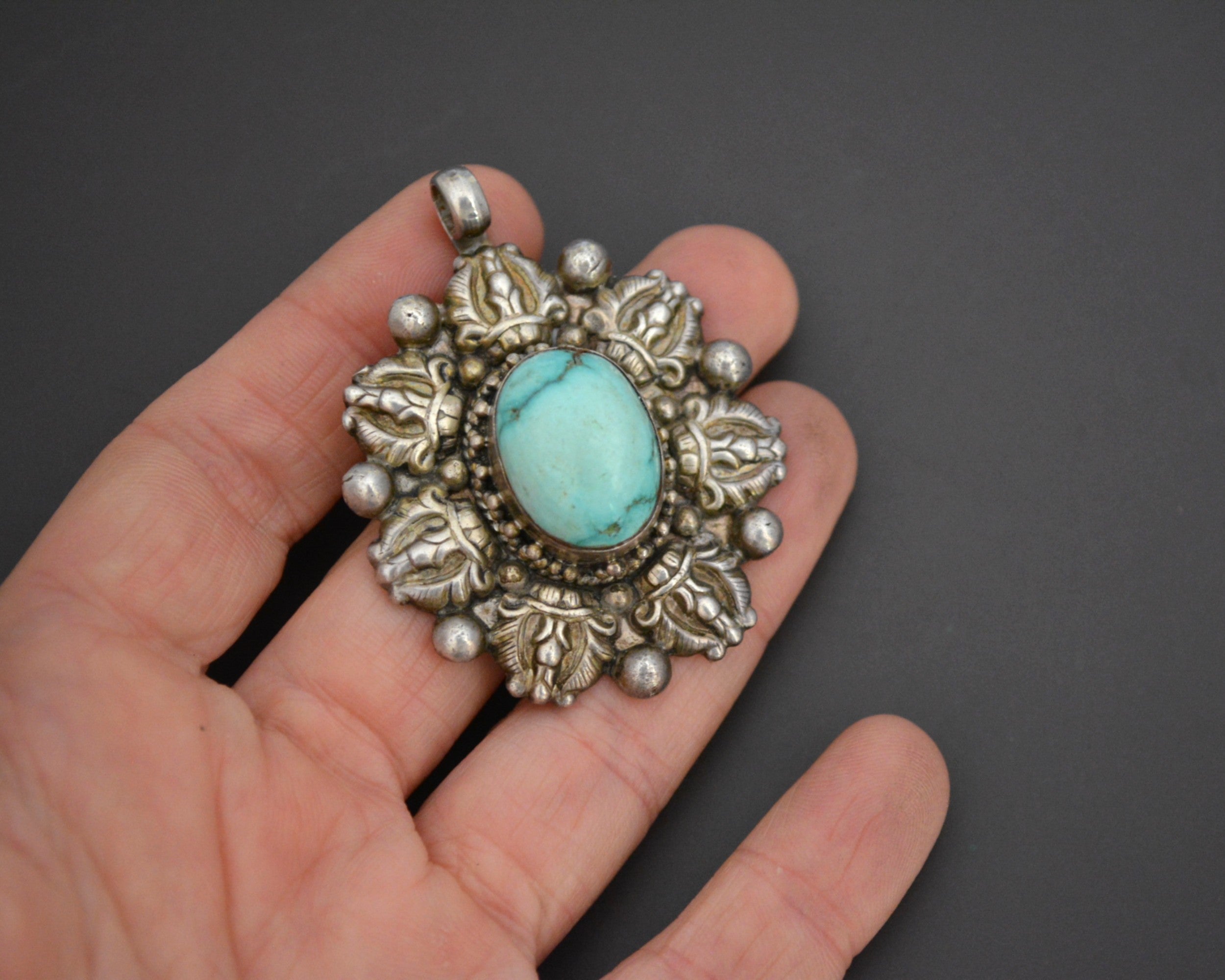 Reserved for I. - Turquoise Malachite Necklace & Substantial Nepali Turquoise Pendant