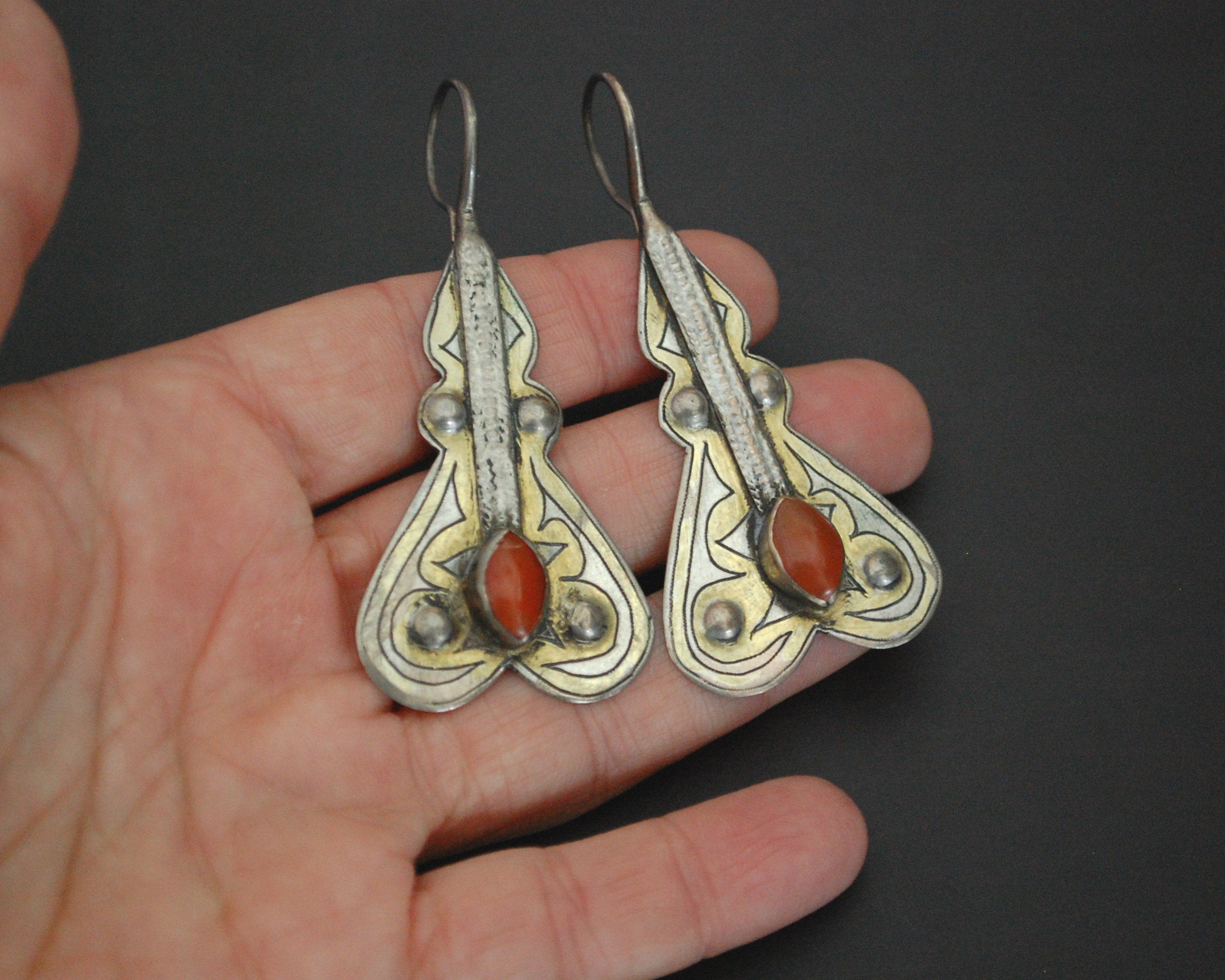 Turkmen Gilded Carnelian Earrings