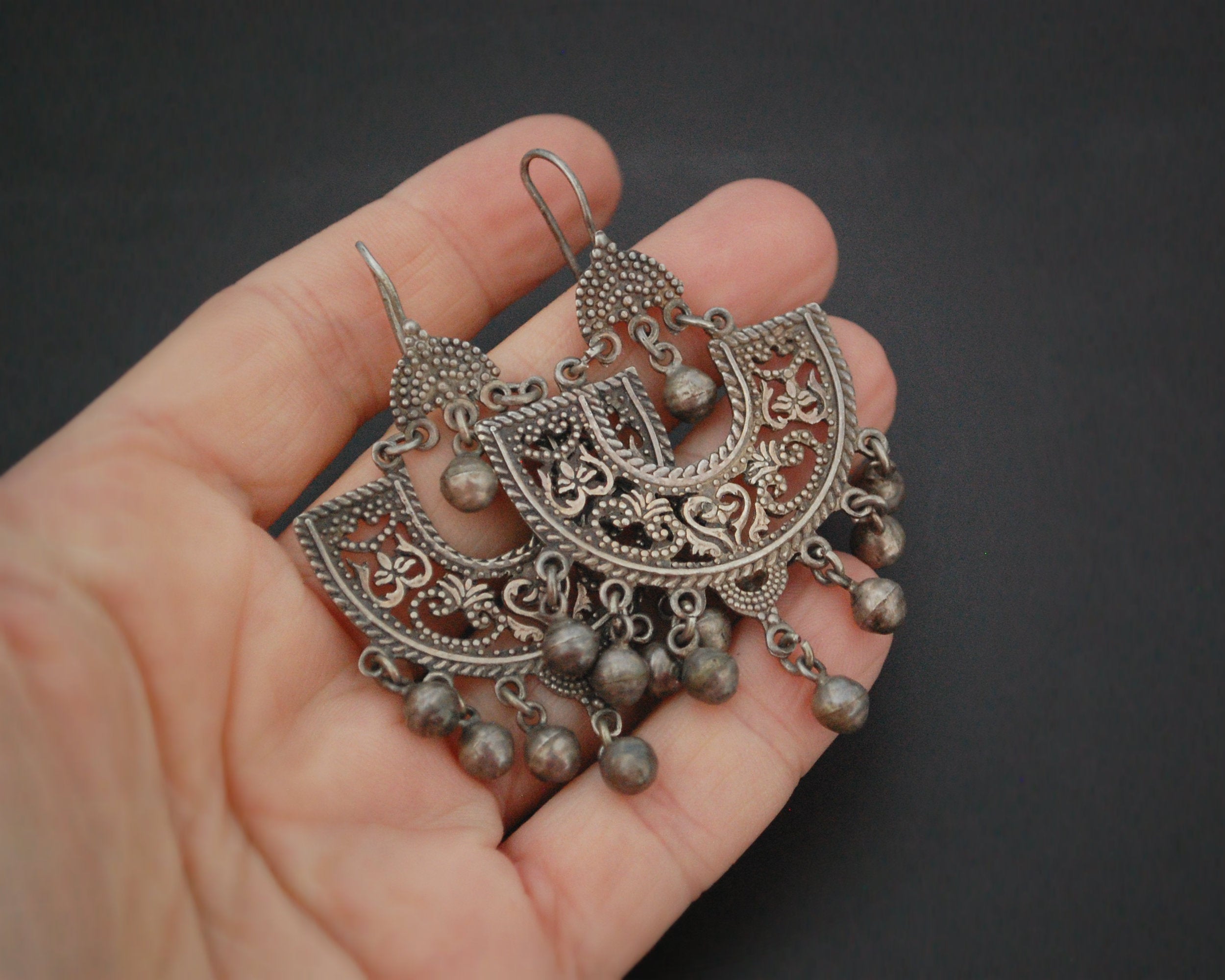 Egyptian Silver Earrings with Dangles
