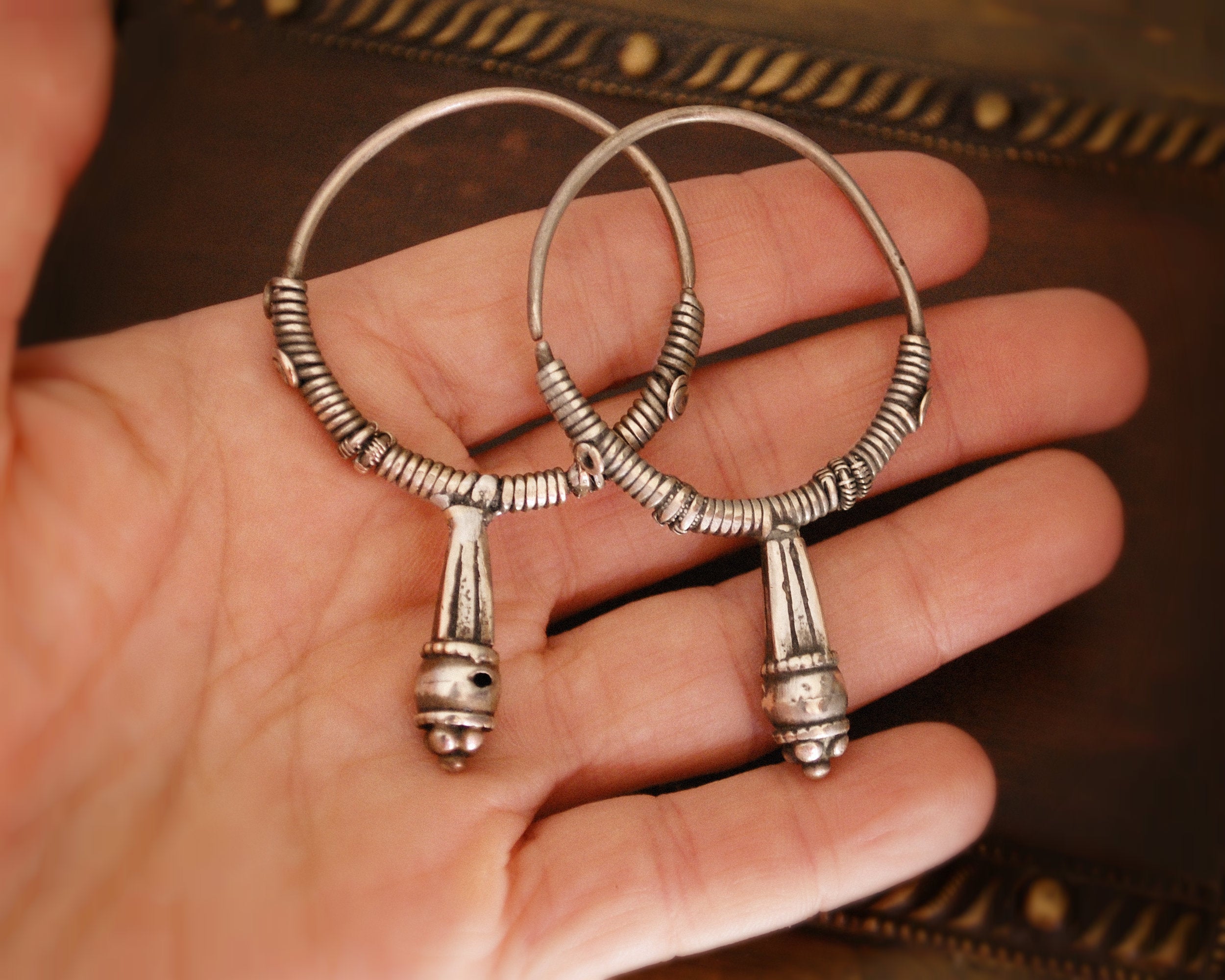 Old Rajasthani Tribal Hoop Earrings - LARGE
