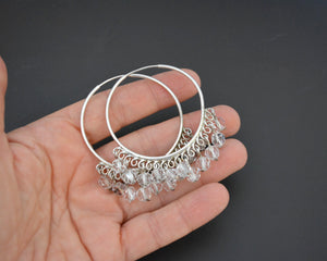 Large Ethnic Crystal Quartz Hoop Earrings