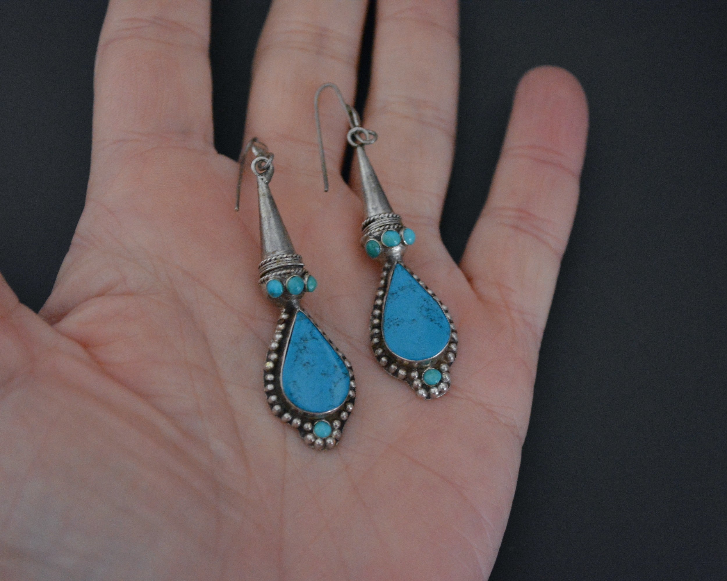 Ethnic Turquoise Earrings from India
