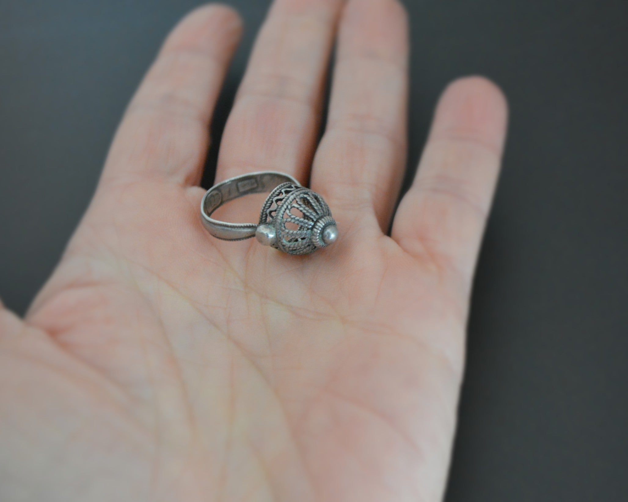 Yemeni Silver Filigree Ring - Size 5.75