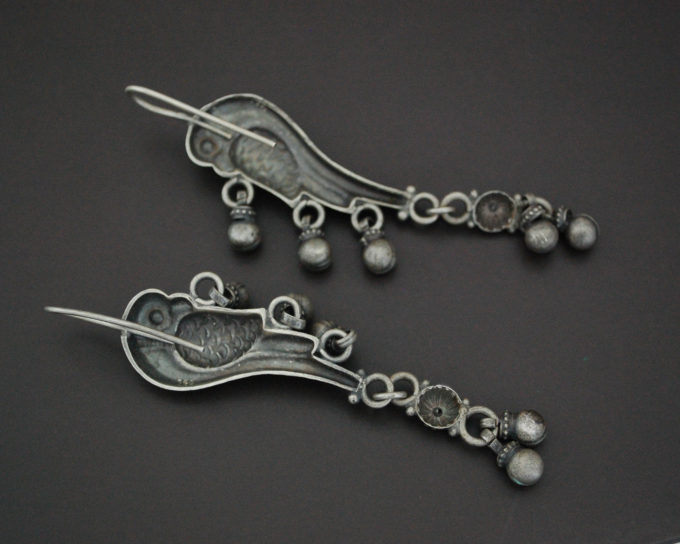 Indian Birdy Silver Earrings with Bells