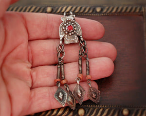 Uzbek Coral Pendant with Tassels