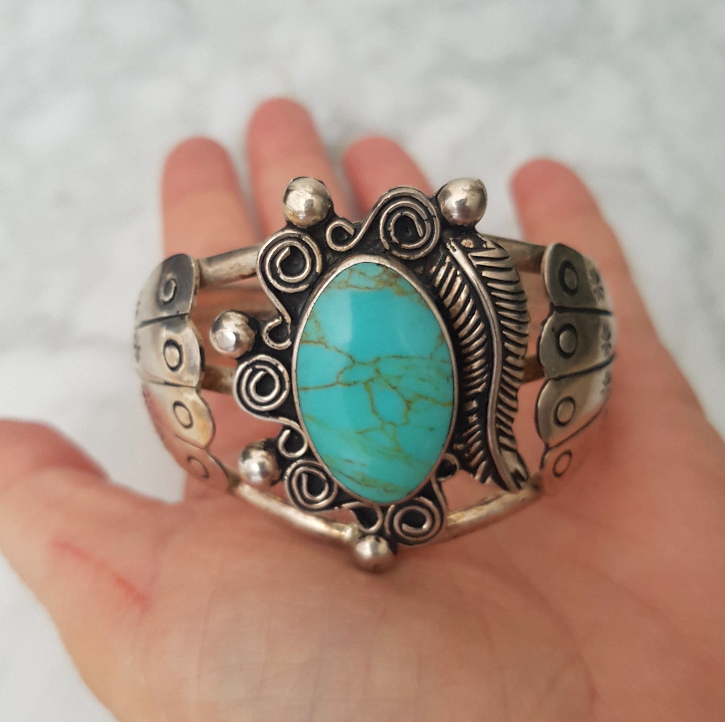 Native American Turquoise Cuff Bracelet - Small
