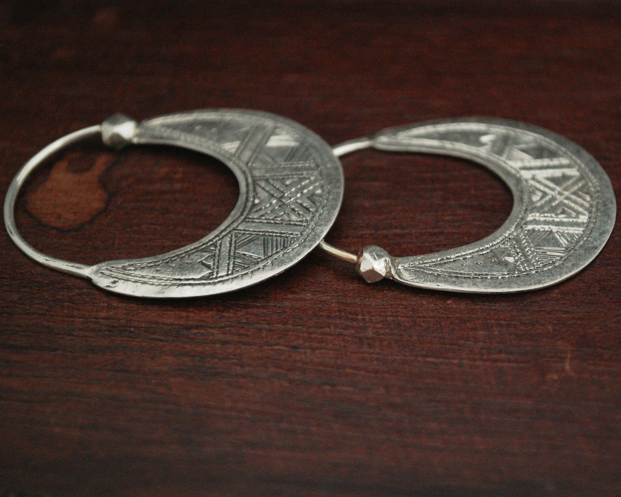 Tuareg Hoop Earrings with Carvings