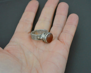 Afghani Carnelian Silver Ring - Size 6