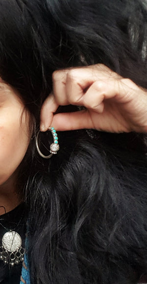 Ethnic Hoop Earrings with Turquoise