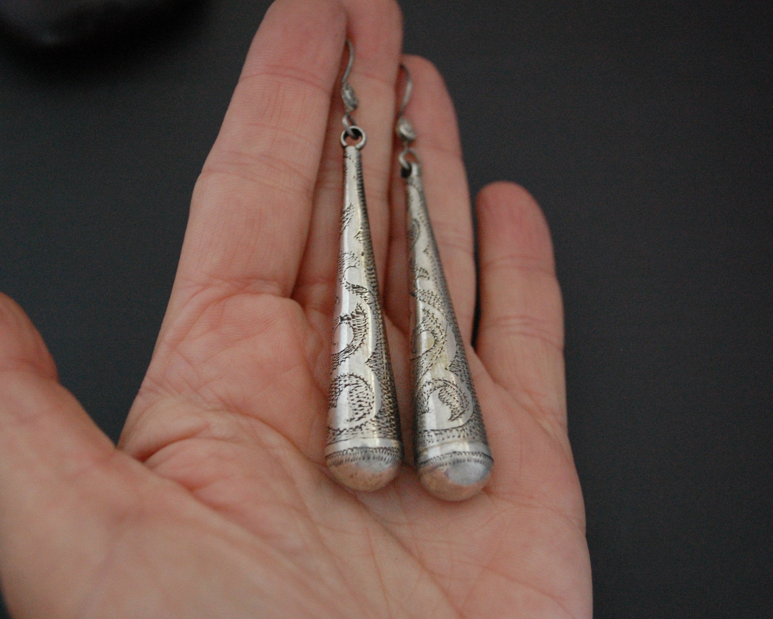 Silver Cone Dangle Earrings
