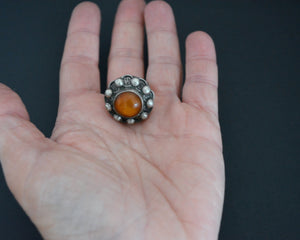 Ethnic Older Amber Ring - Size 7.5
