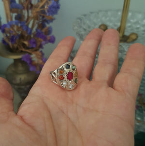 Navaratna Indian Astrology Ring - Size 7.25 - Nine Gemstone Ring