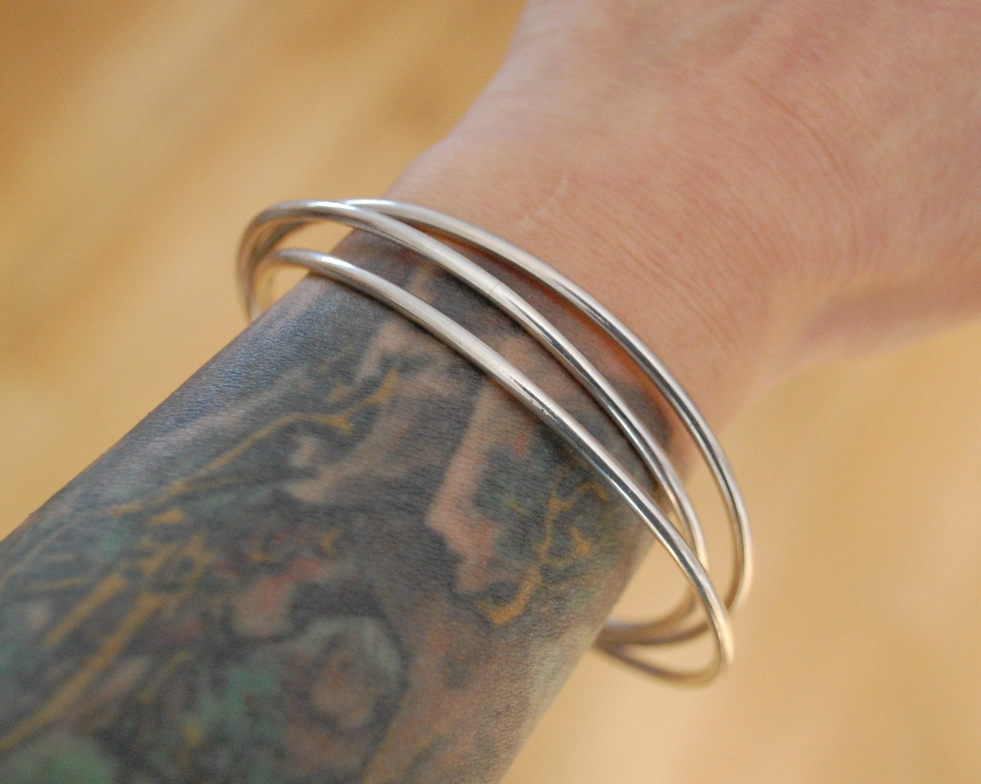 Interlocked Sterling Silver Bangle Bracelet