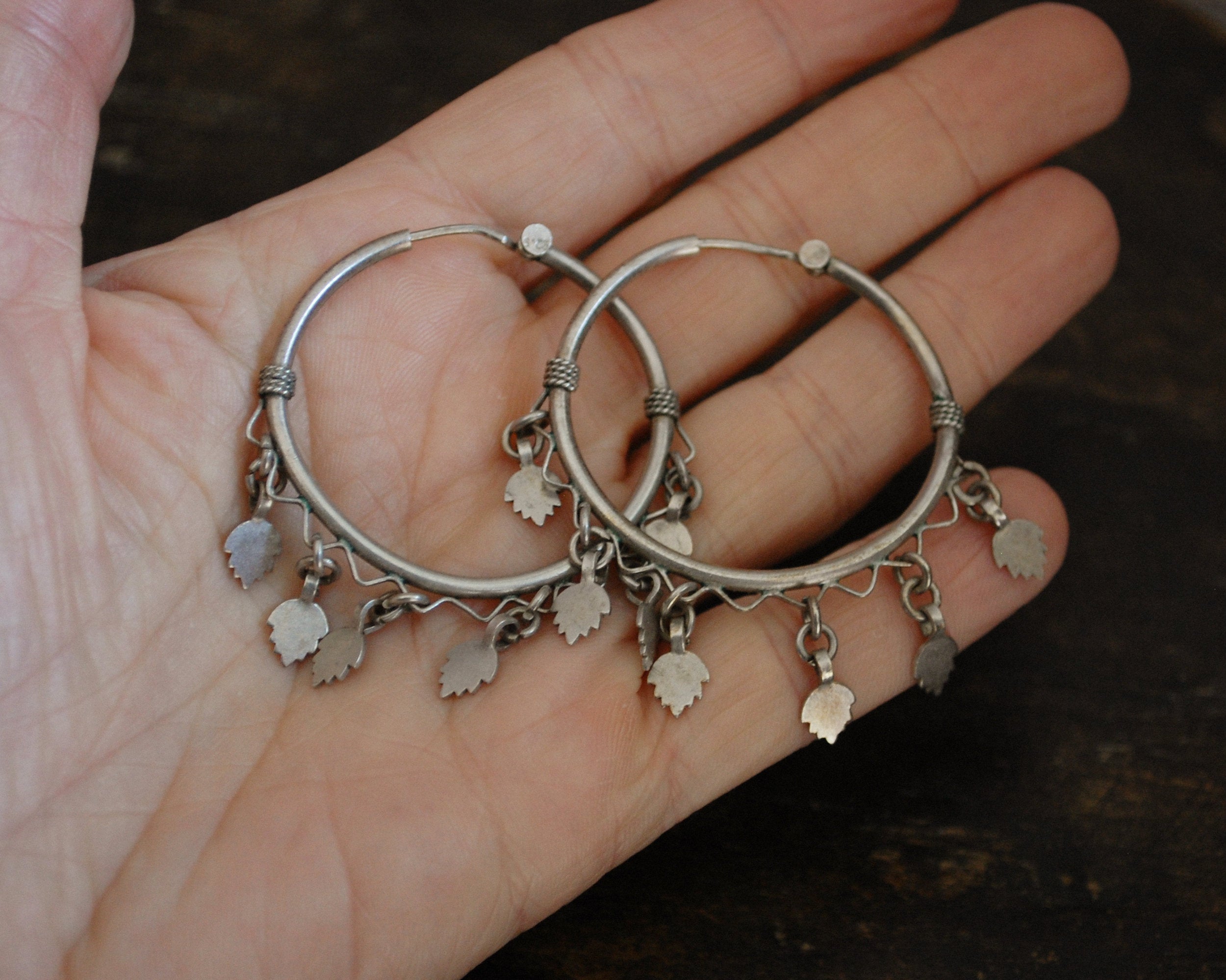Rajasthani Hoop Earrings with Dangles - LARGE