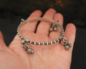 Rajasthani Silver Bracelet with Bells - XSMALL