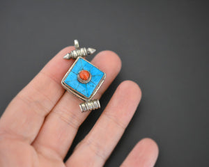 Tibetan or Nepali Gau Box with Coral and Turquoise