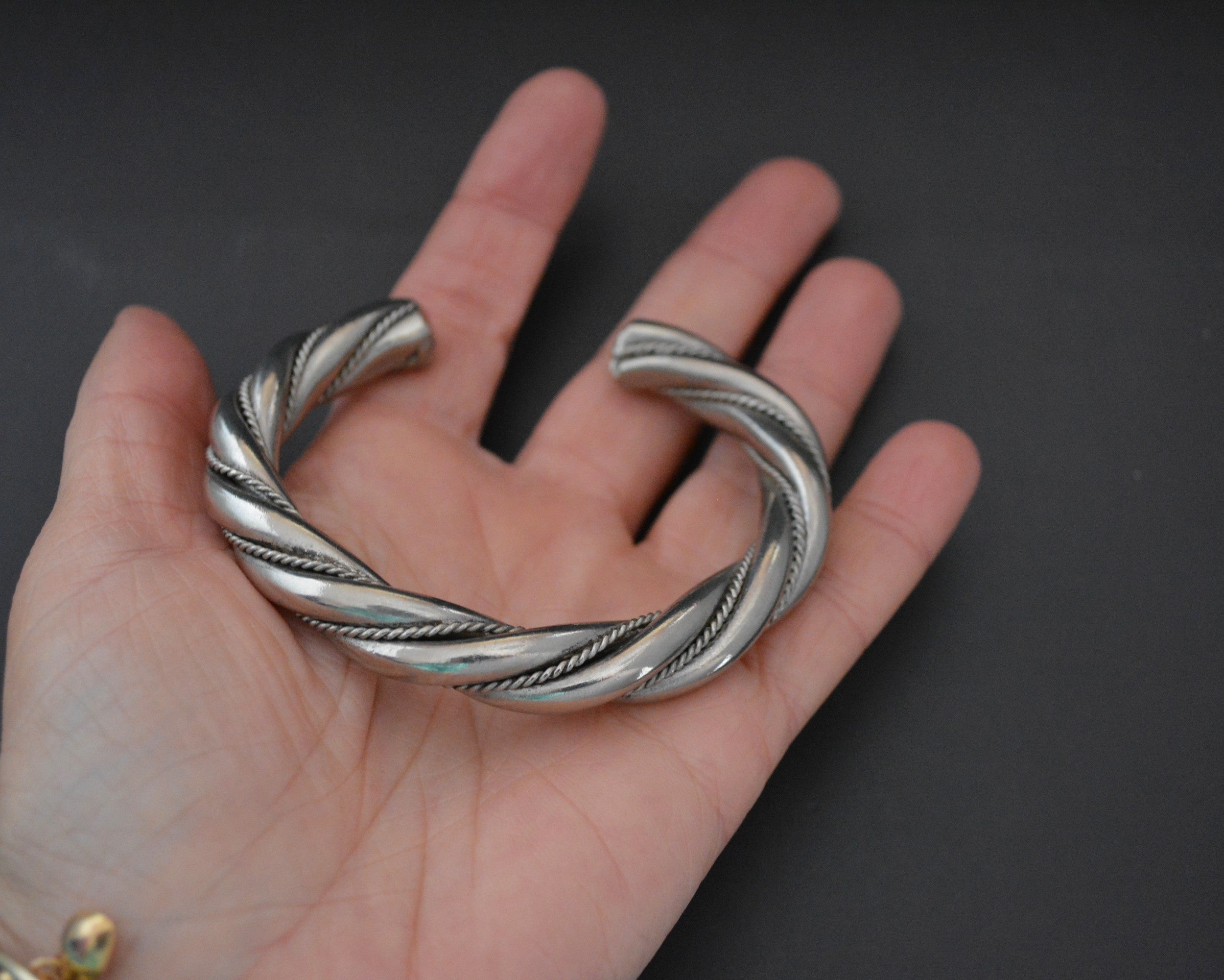 Bold Twisted Silver Cuff Bracelet