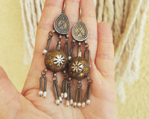 Vintage Kazakh Earrings with Pearls