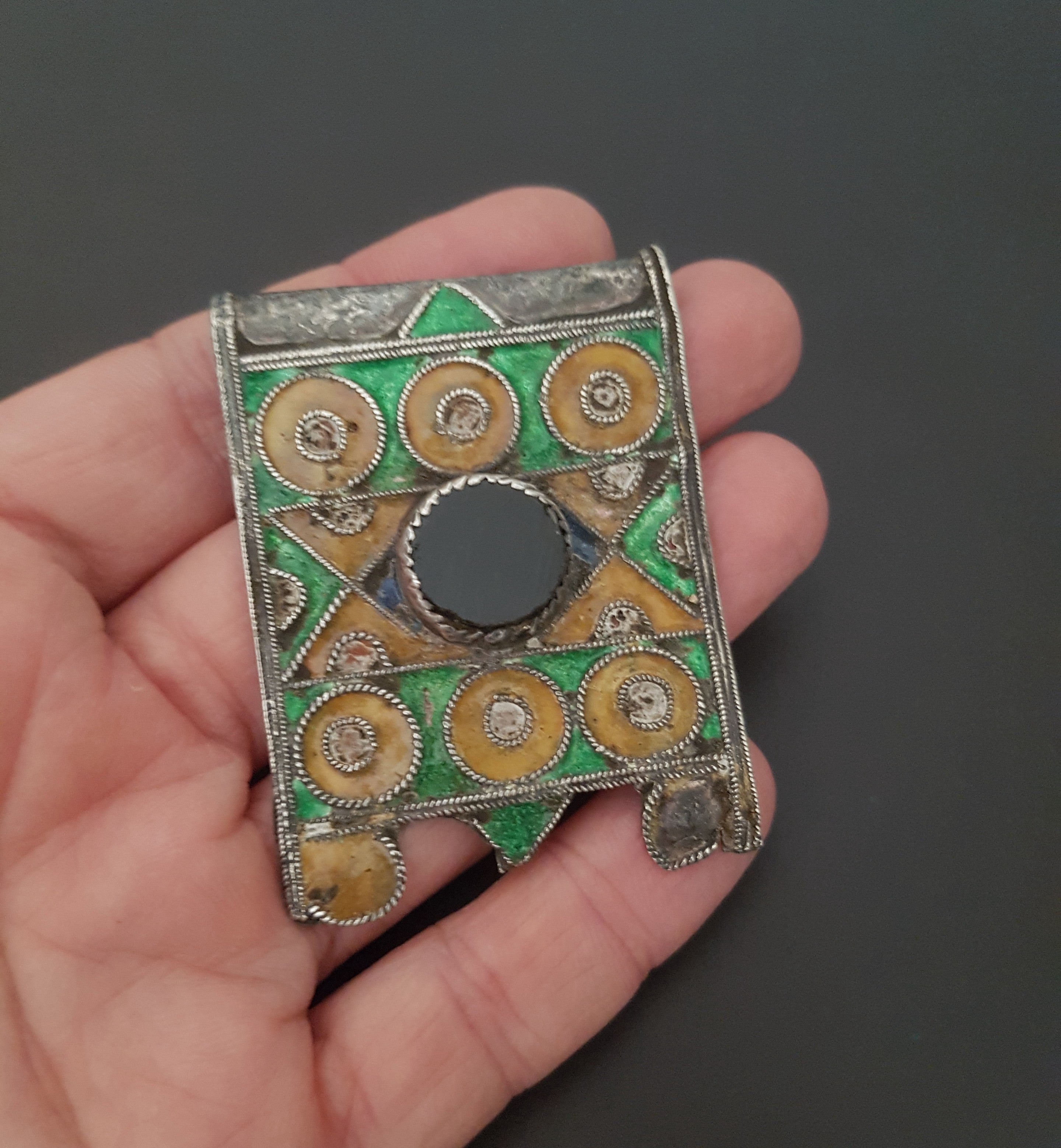 Old Berber Enamel Hirz Pendant