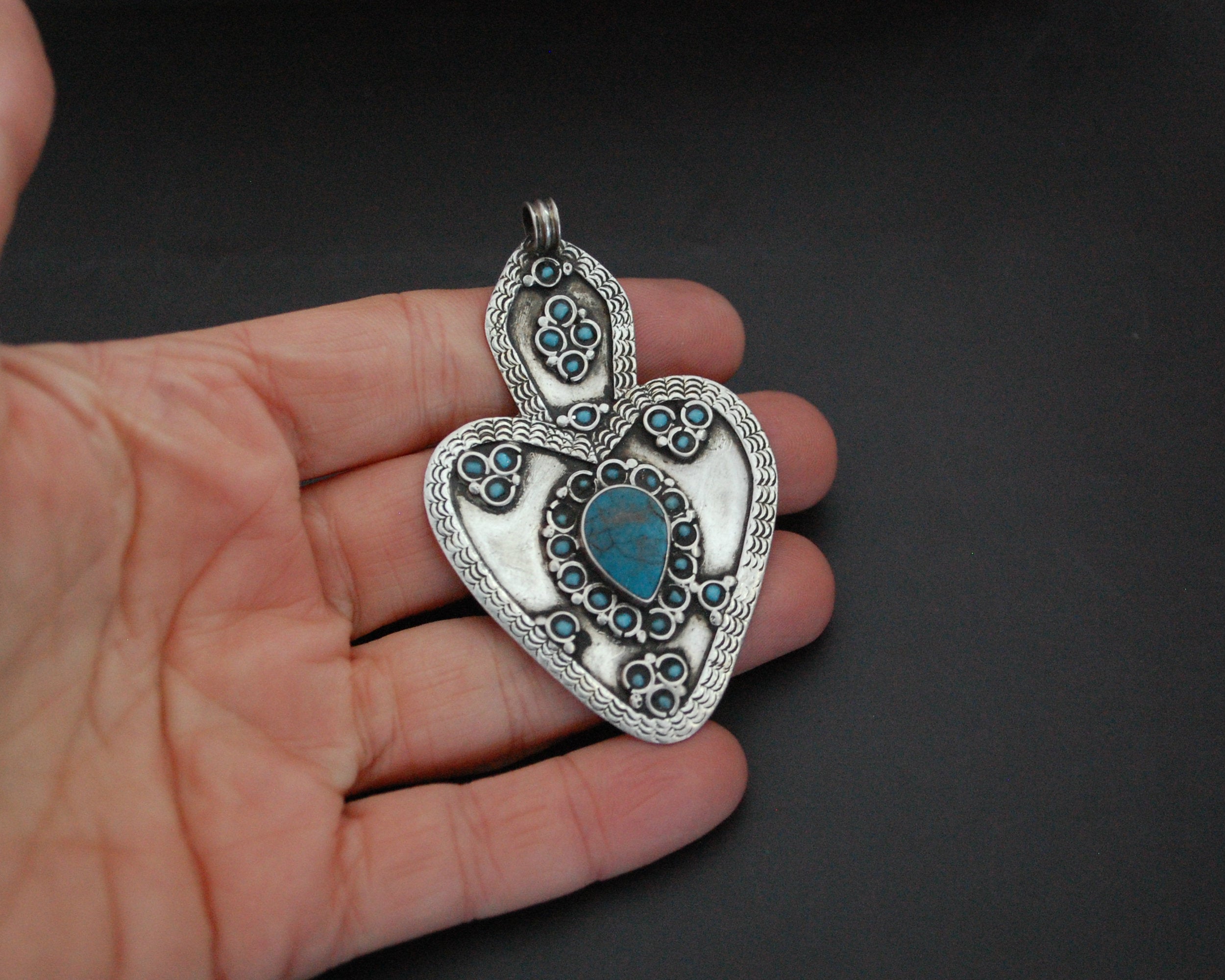Turkmen Asyk Pendant with Turquoise