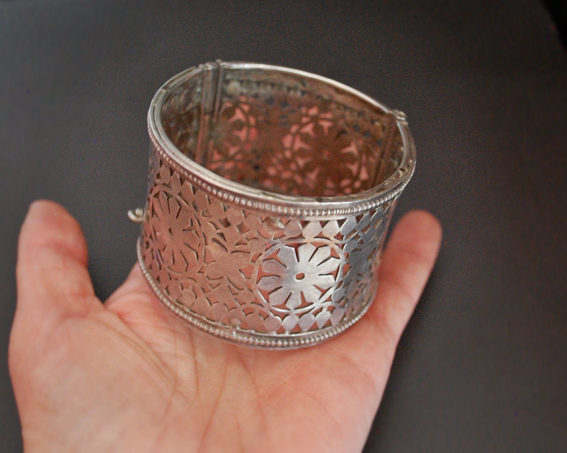 Wide Afghani Hinged Cuff Bracelet
