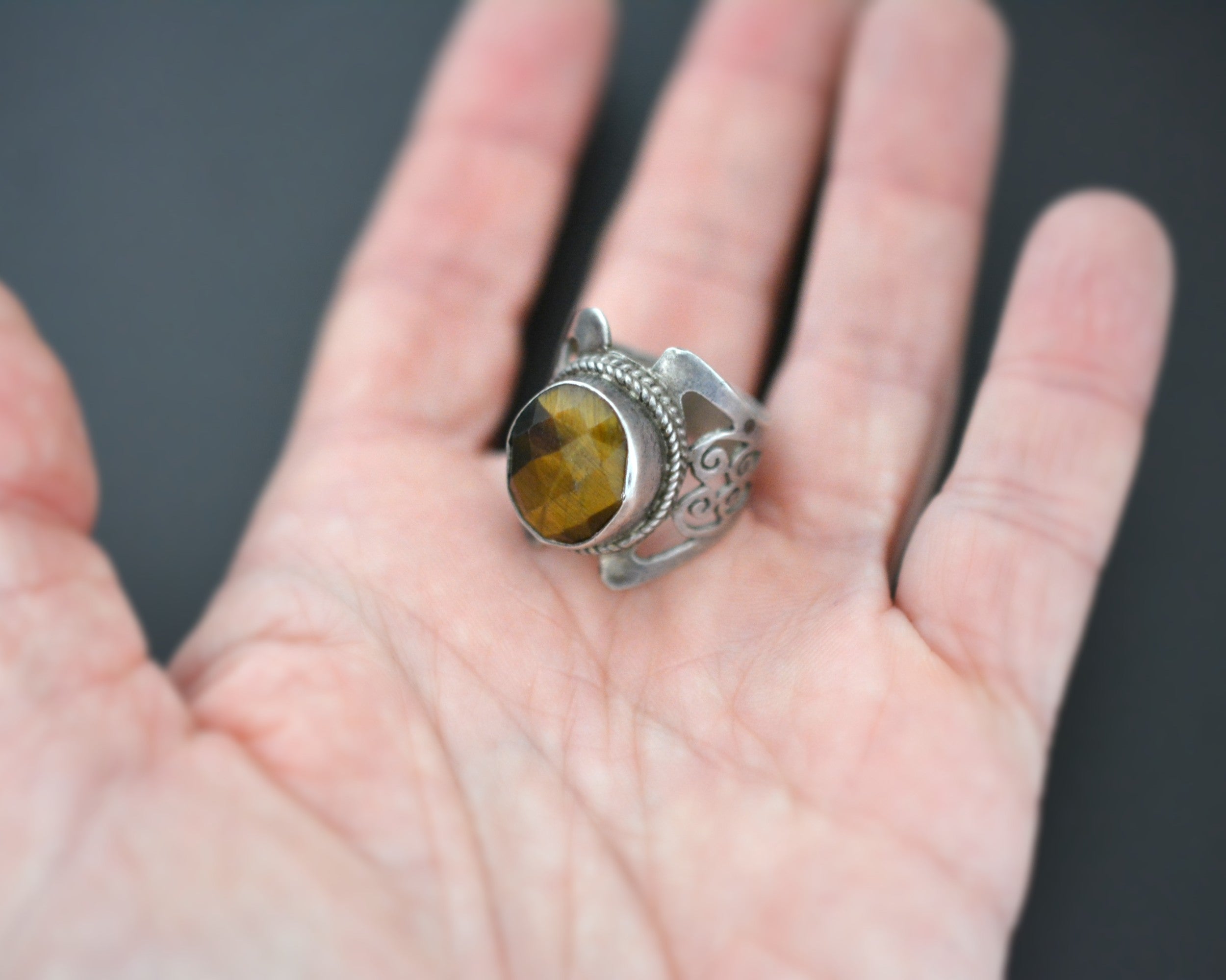 Tiger Eye Ring from India - Size 7.5