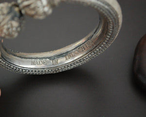 Old Hill Tribe Silver Bracelet with Lotus Buds - XS