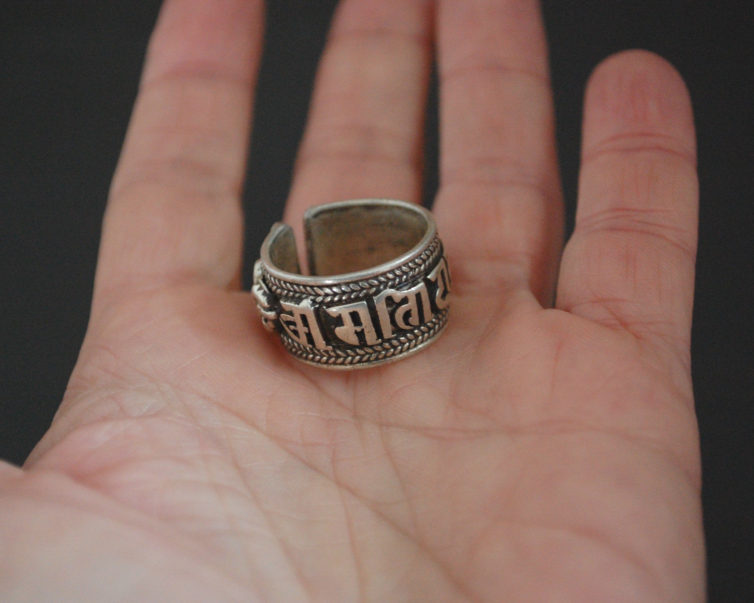 Mantra Om Band Ring from Nepal - Om Mani Padme Hum