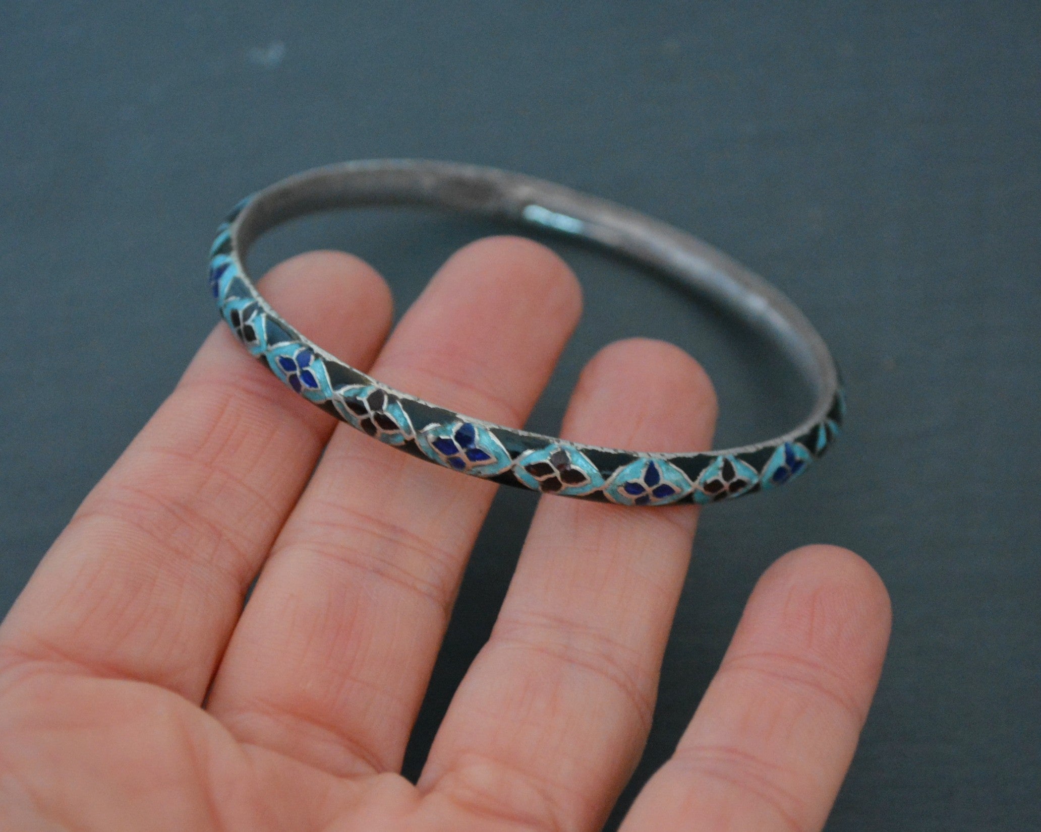 Indian Blue Enamel Bangle Bracelet - SMALL/MEDIUM