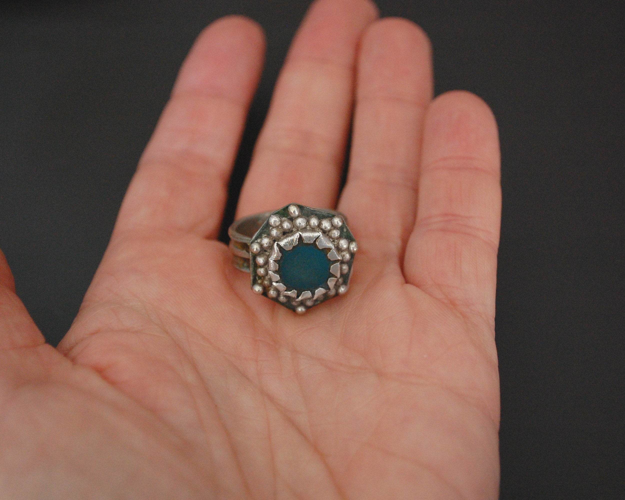 Ethnic Aventurine Ring from Afghanistan - Size 7.5