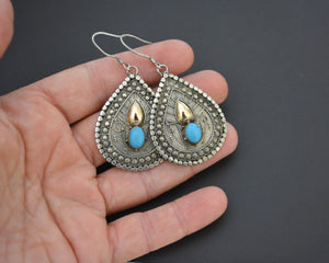 Turquoise Gilded Silver Dangle Earrings from Bali