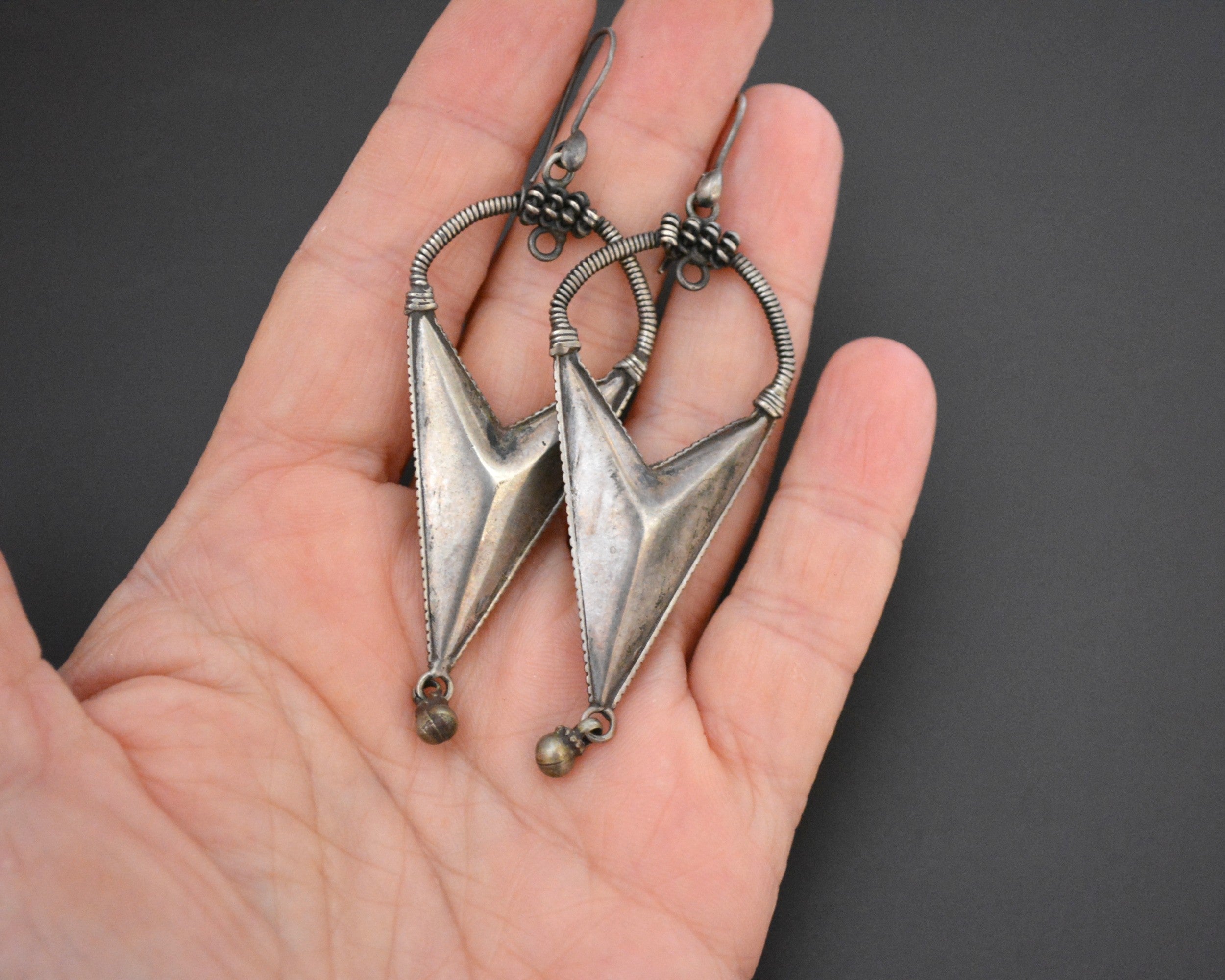 Indian Rajasthani Silver Dangle Earrings