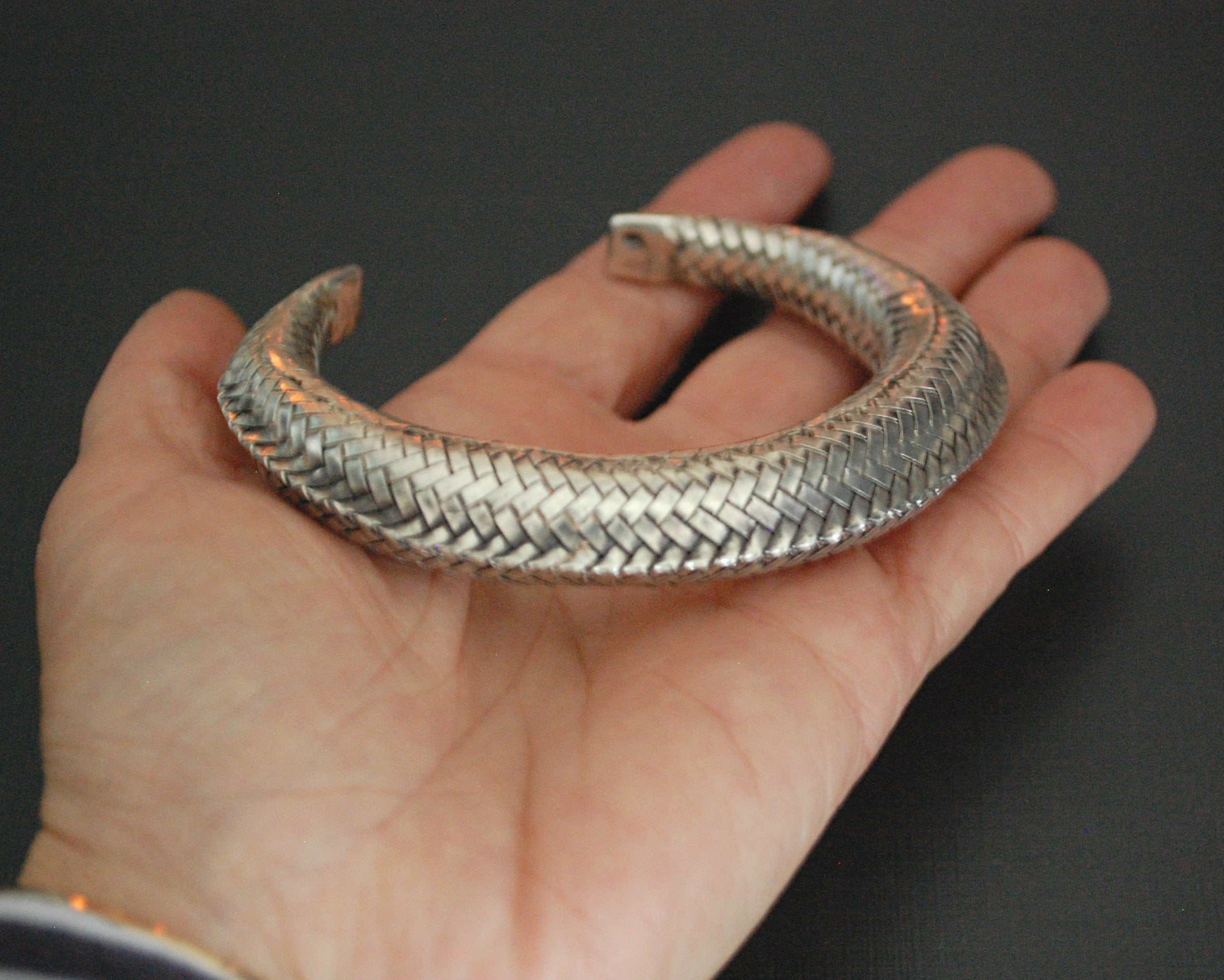 Woven Karen Hill Tribe Silver Cuff Bracelet