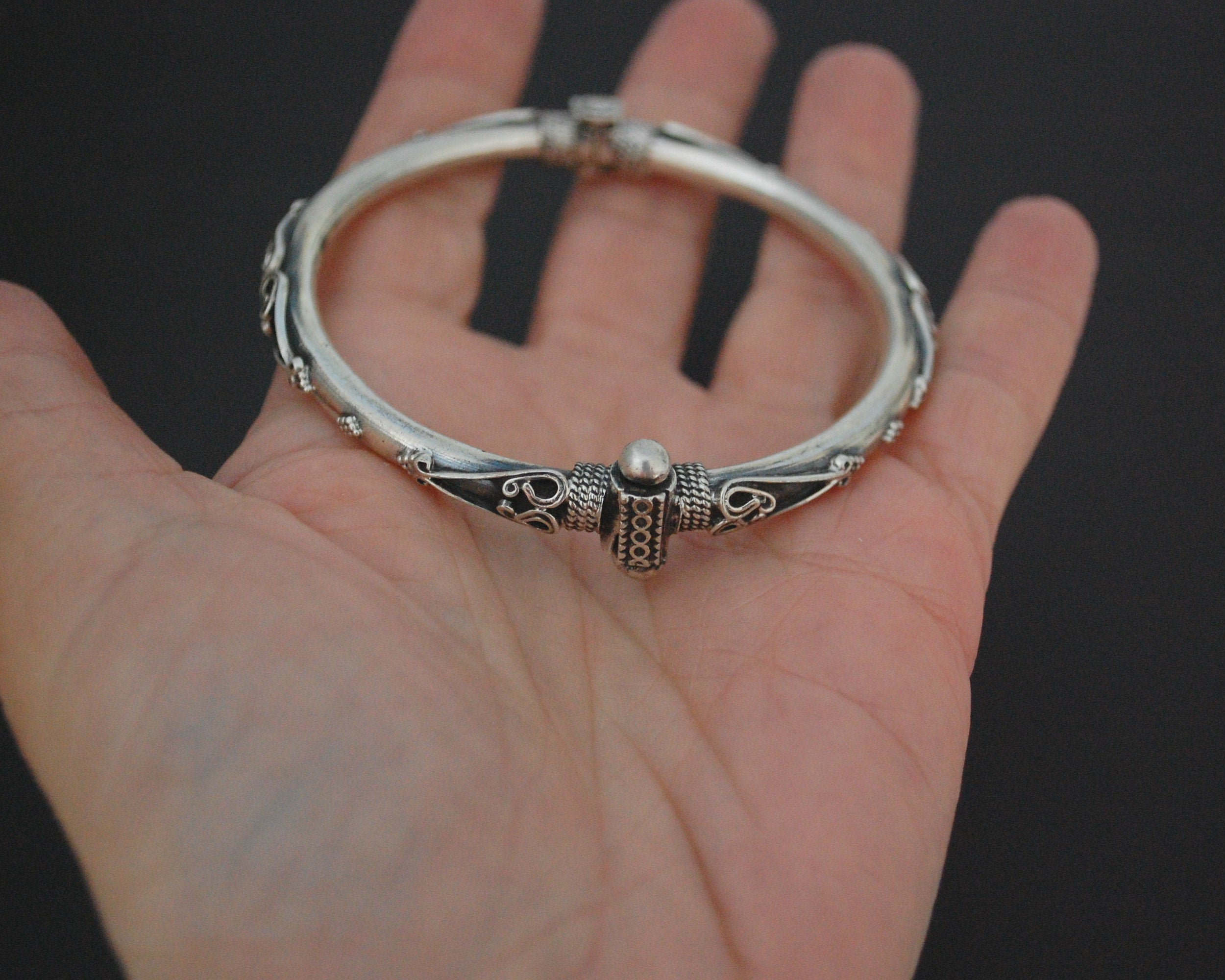 Indian Hinged Silver Bracelet