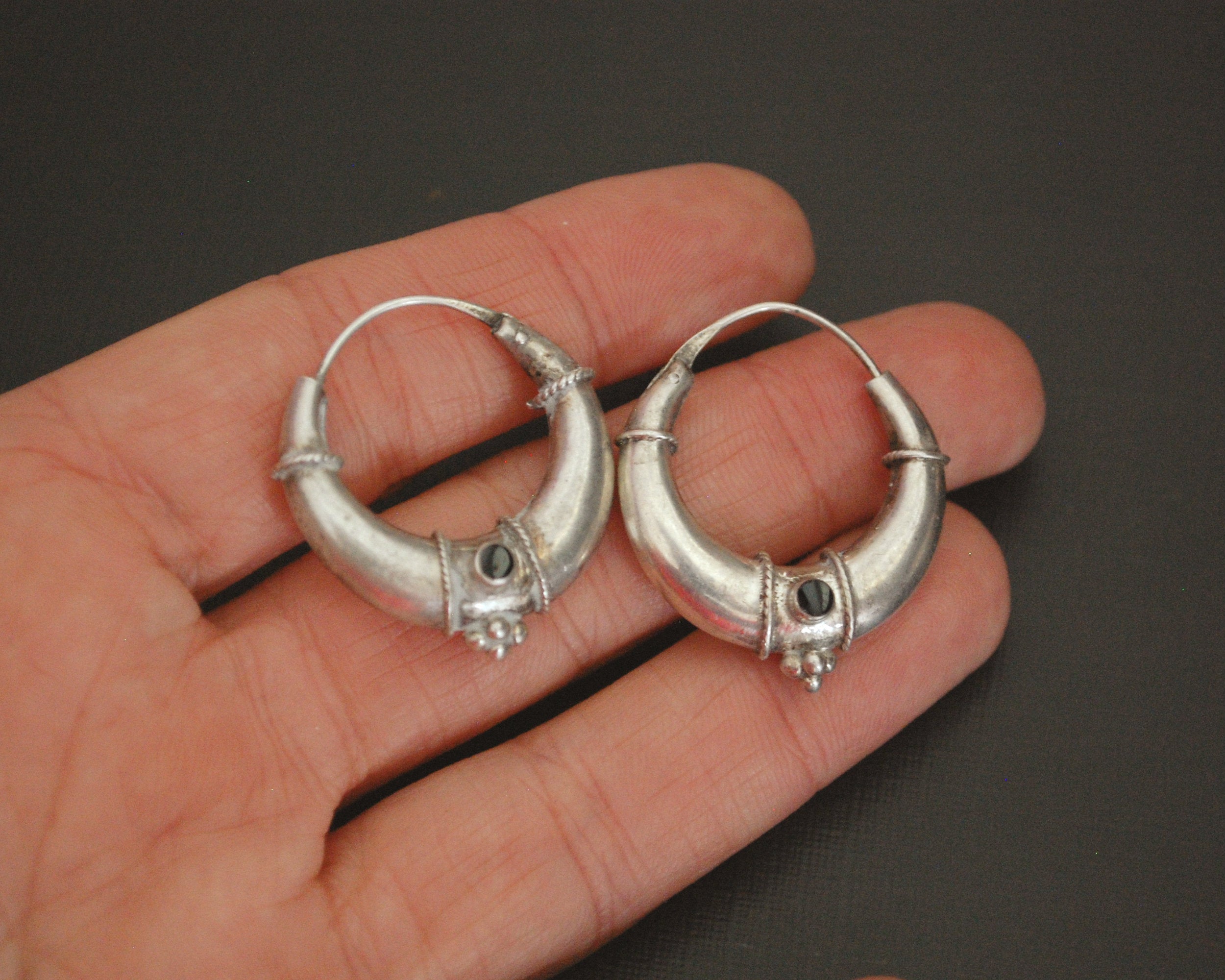 Ethnic Onyx Hoop Earrings SMALL / MEDIUM